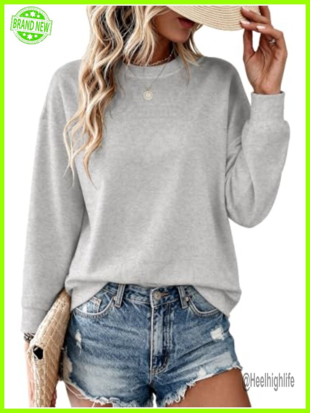 Womens Crewneck Sweatshirt Long Sleeve Pullover Tops Casual